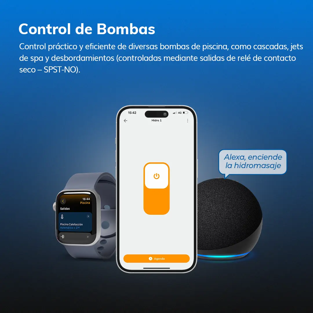 Control de bombas en la aplicación Tholz Smart Home para la gestión inteligente del sistema de la piscina.