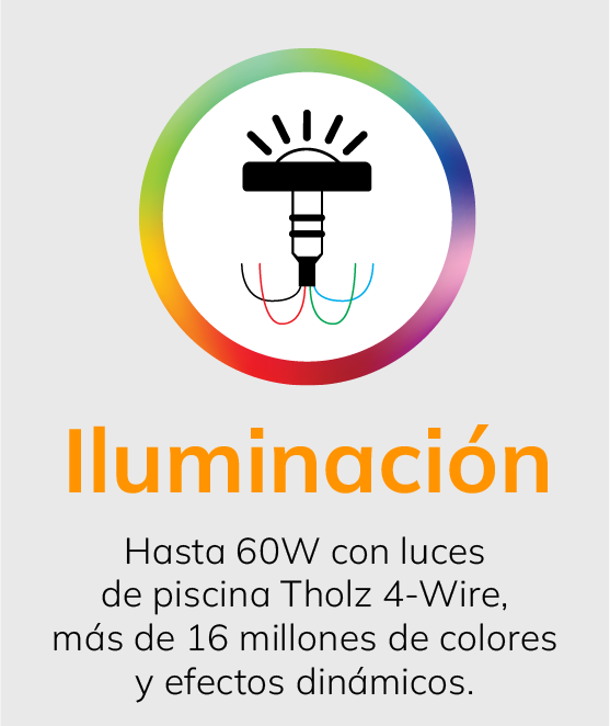 Automatización de luces para piscina Tholz con control inteligente y gestión eficiente de la iluminación.